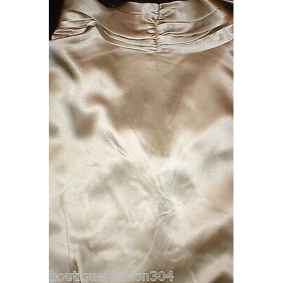 NWT $495 New Designer Josie Natori Womens S Silk Dress Champagne Gold Drape Cros - Picture 7 of 10